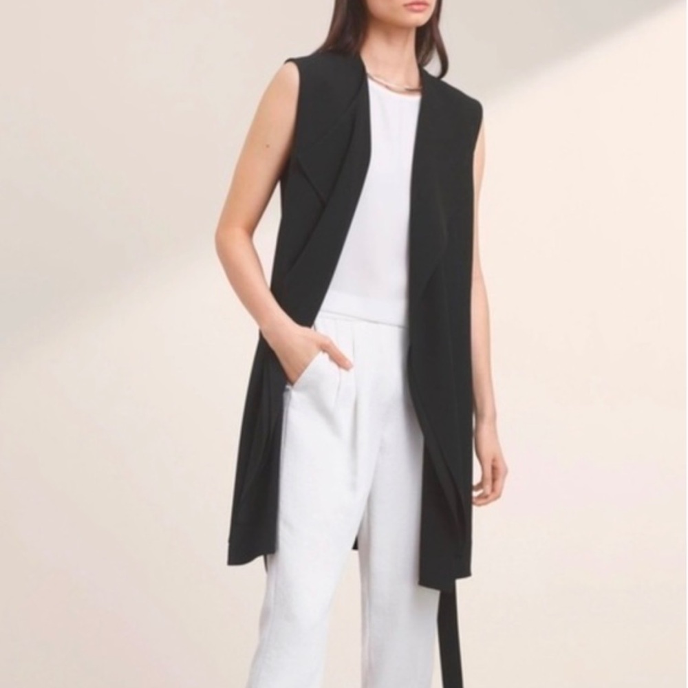 ARITZIA BABATON Marcelo Vest Long Belted Black Women’s Size Small BRAND NEW
